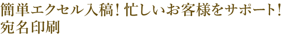 簡単エクセル入稿！ 忙しいお客様をサポート！宛名印刷